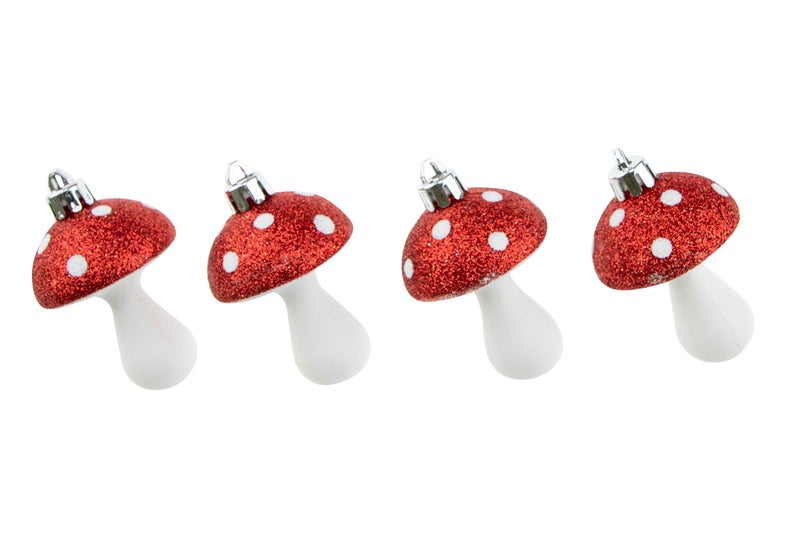 Clever Creations Mushroom Christmas Ornament Set of 4 Pieces, Shatterproof Holiday DÃ©cor for Christmas Trees, Red and White - Image 1
